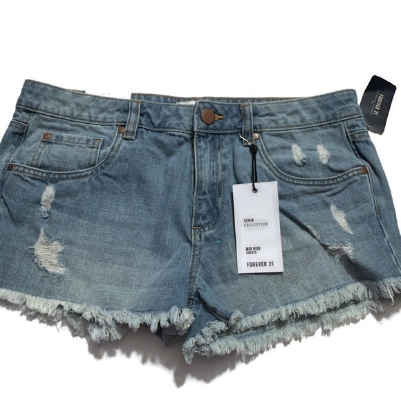 Forever 21 Jean Shorts Distressed Size 28 Mid Rise - Picture 1 of 5